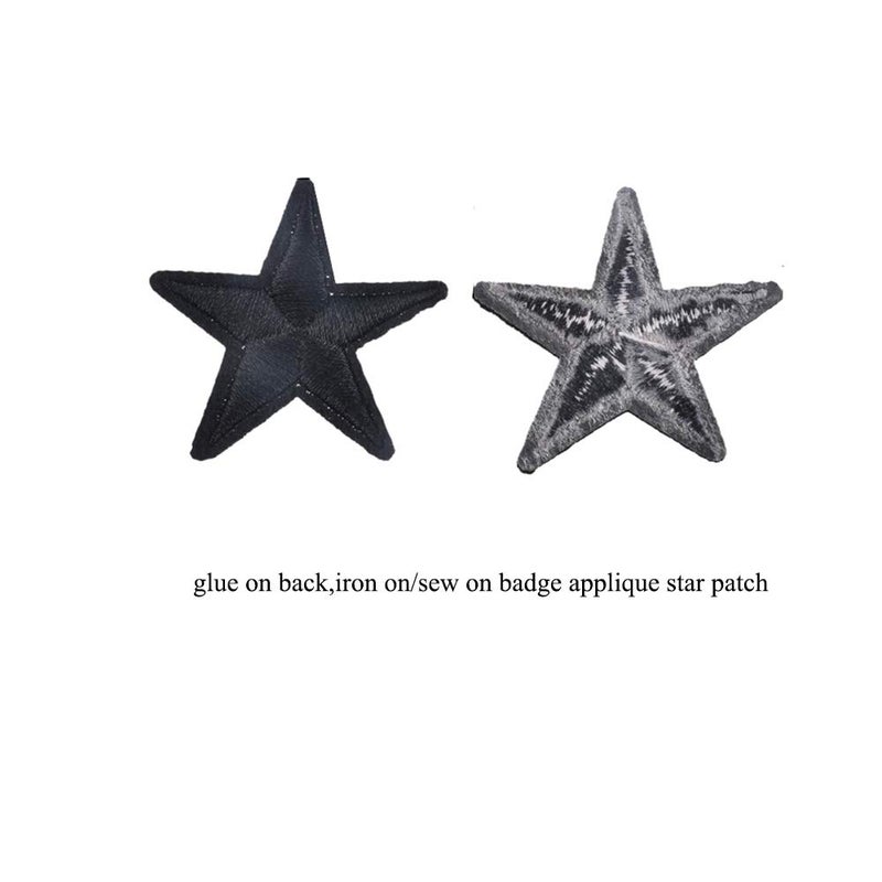 Eforlike 20Pcs Black Star Patches Iron on/Sew on Patches Embroidered Motif Badge Applique Patch for Clothing Jeans T-Shirt - Image 2